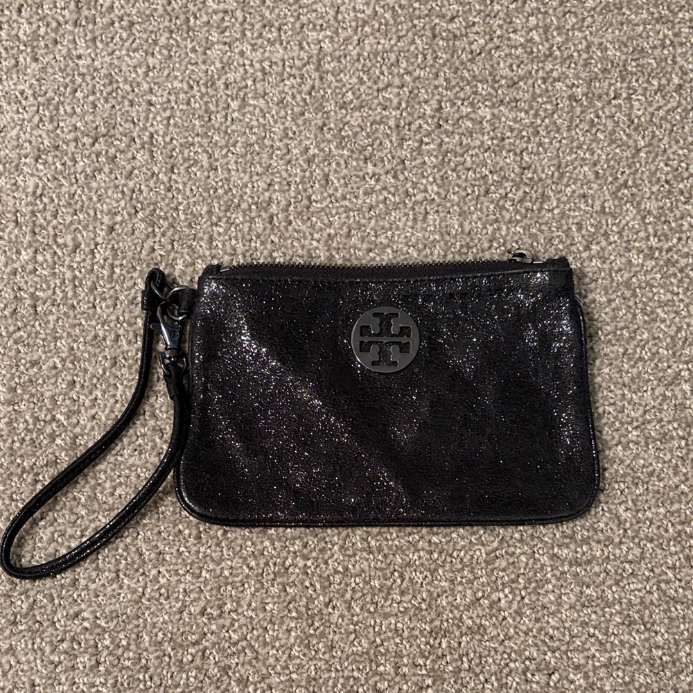 Tory Burch Shimmering Black Wristlet